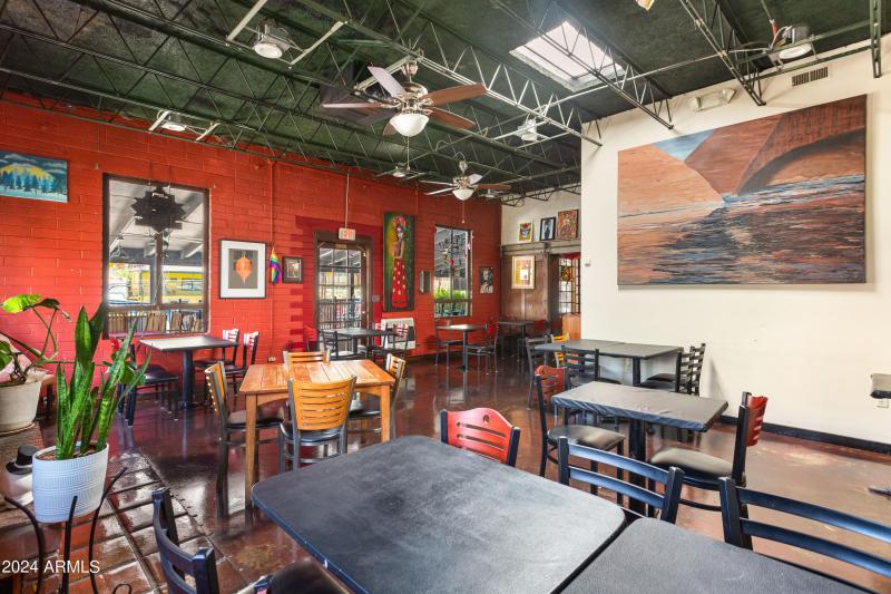 Dining area with fireplace