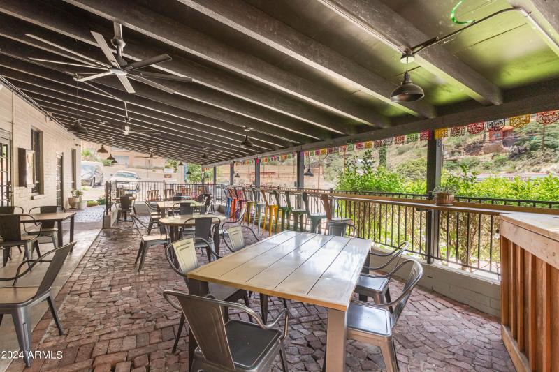 Outdoor seating facing Tombstone Cyn