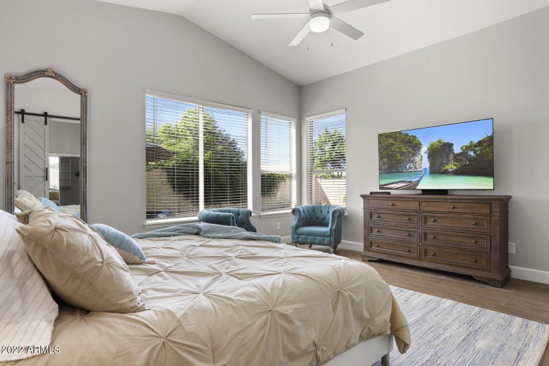 Primary bed w/large light filled windows