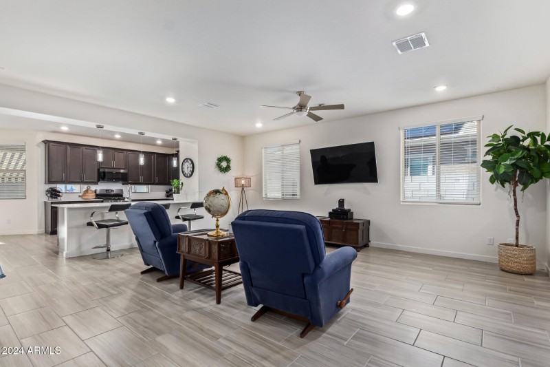 View of living room& kitchen