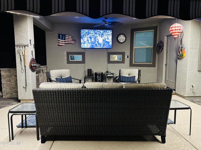 Watch TV on the covered patio