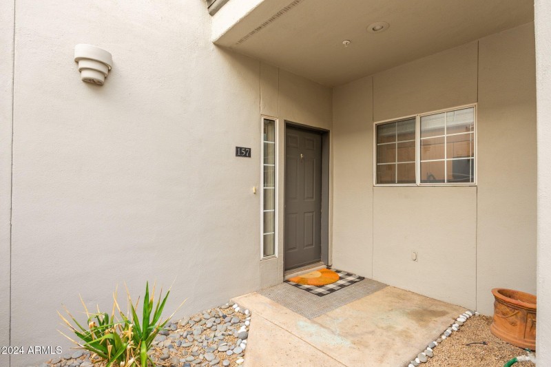 Covered entrance on ground level