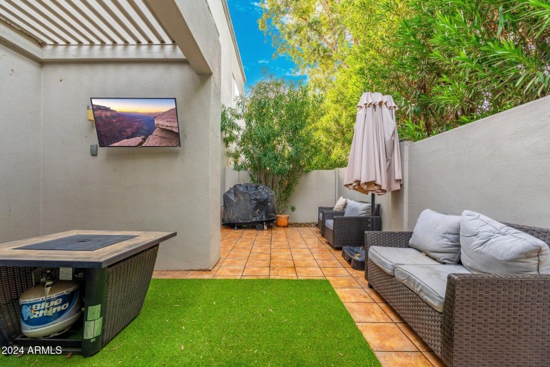 Covered area with tv