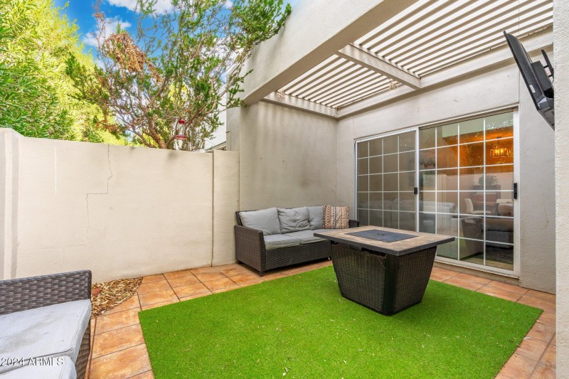 Covered area with tv