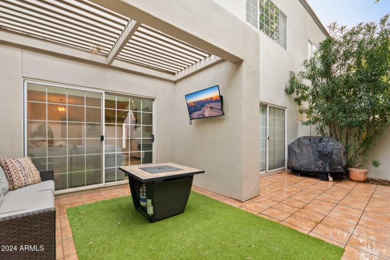 Covered area with tv