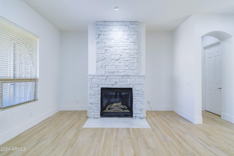 Stacked Stone Fireplace