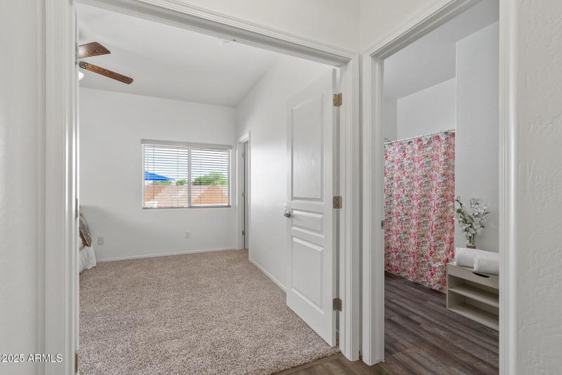 First level bedroom and bathroom