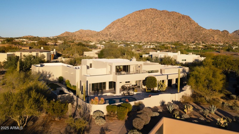 Aerial with surrounding mountains