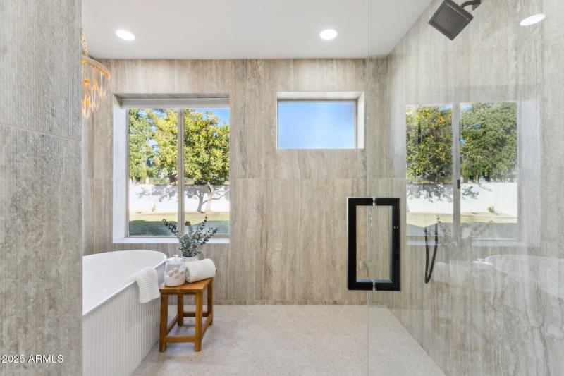 Rainfall shower and private soaking tub