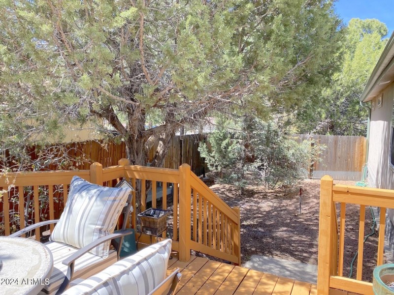 Mature trees and fenced yard