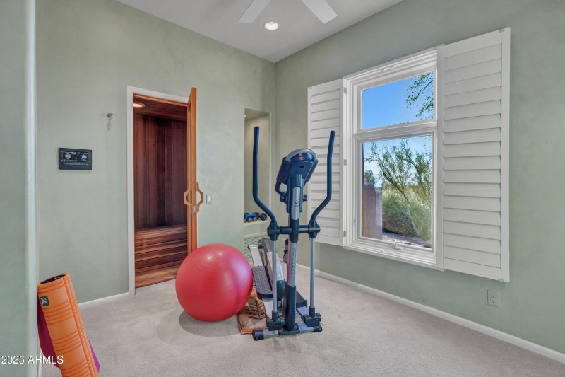 Primary bath exercise room