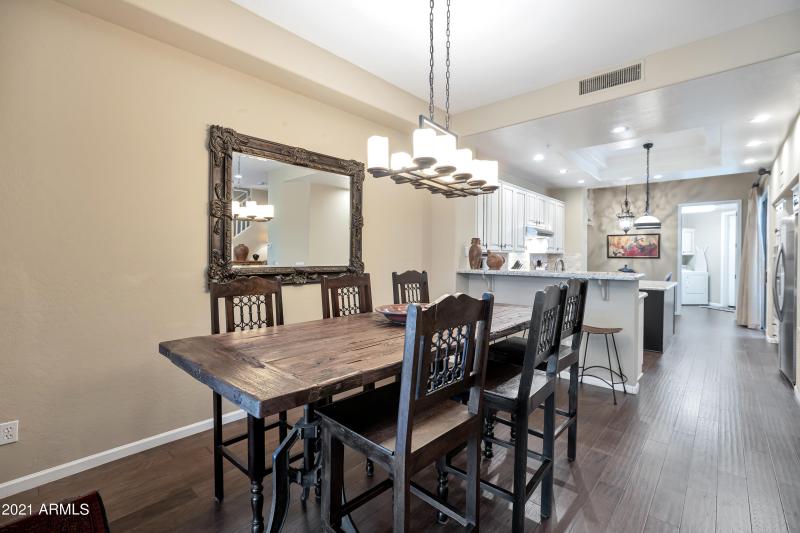 Large open dining and kitchen
