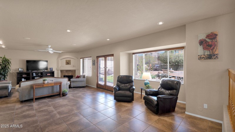 Family Room Looks to Backyard