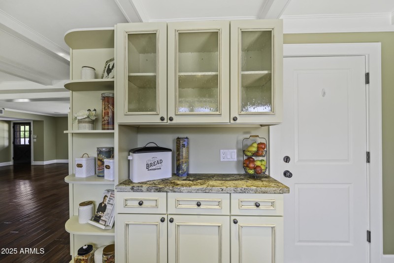 Glass inlaid cabinetry