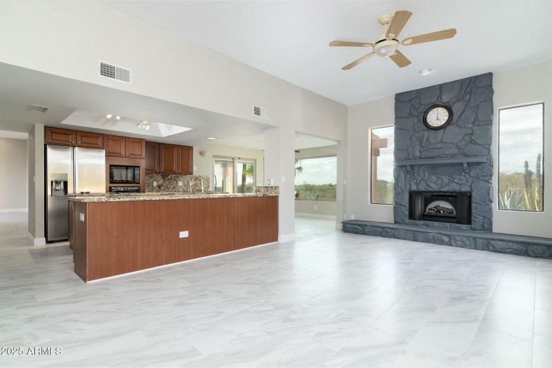 Living room off Kitchen with views