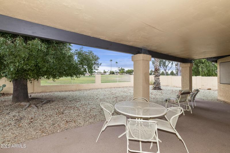 Covered patio view to golf course