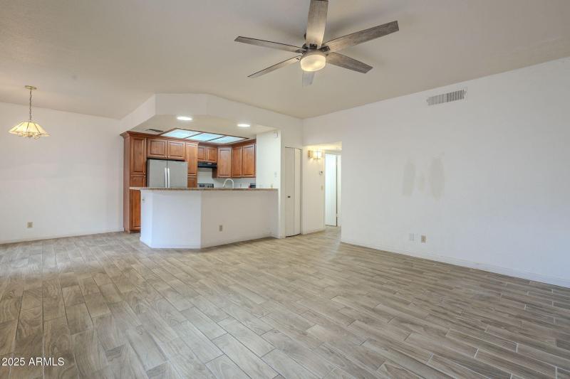 Living room facing kitchen
