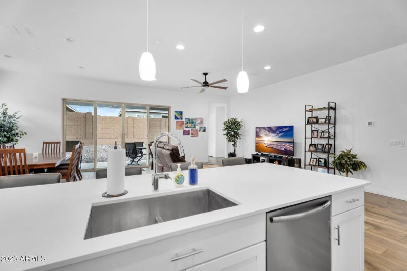 Kitchen sink looking into the greatroom