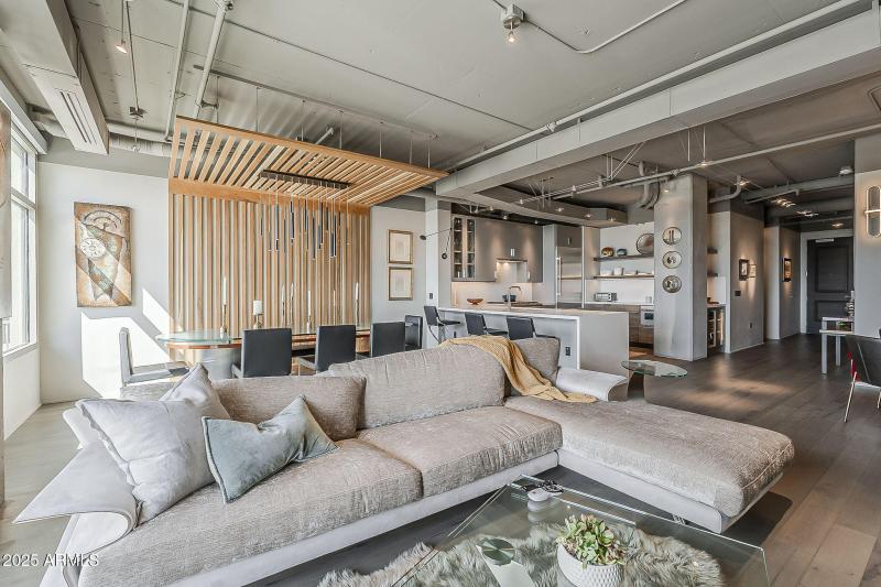 Living Area into Dining & Kitchen