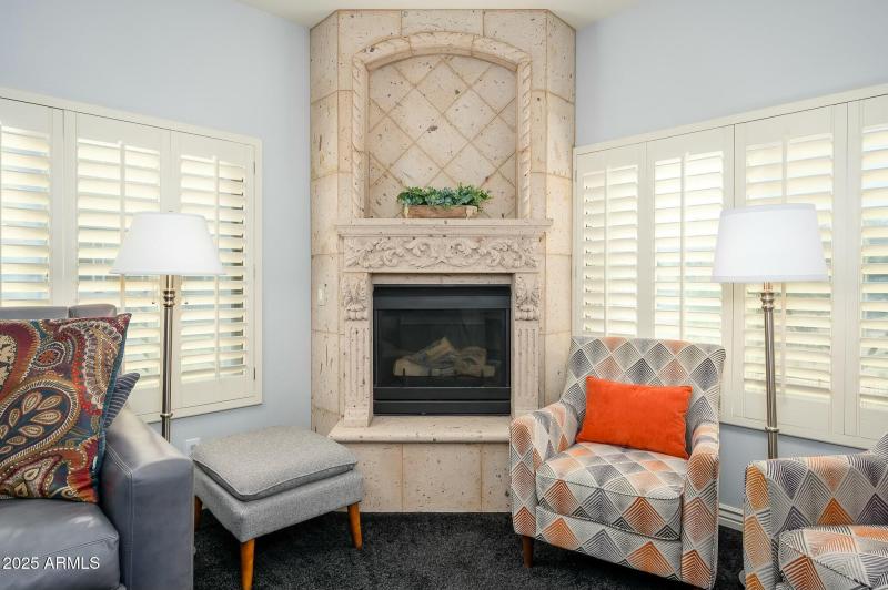 Cantera stone fireplace