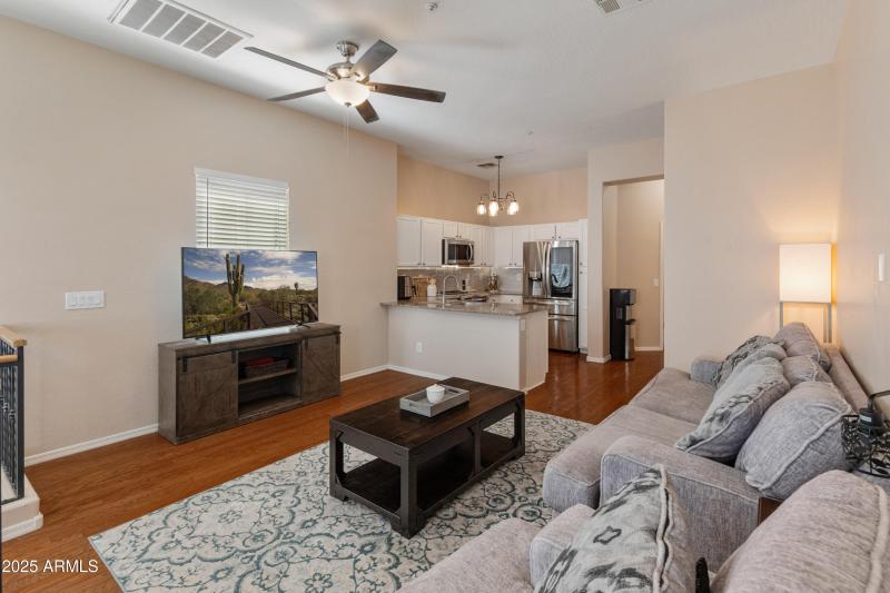 Kitchen is open to living room