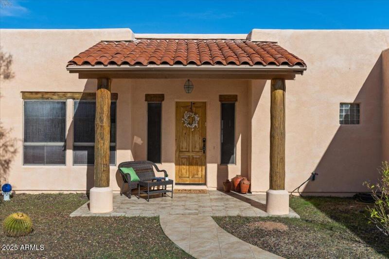front porch and courtyard