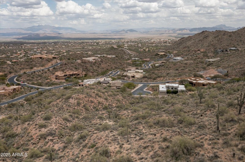 Aerial from rear with views