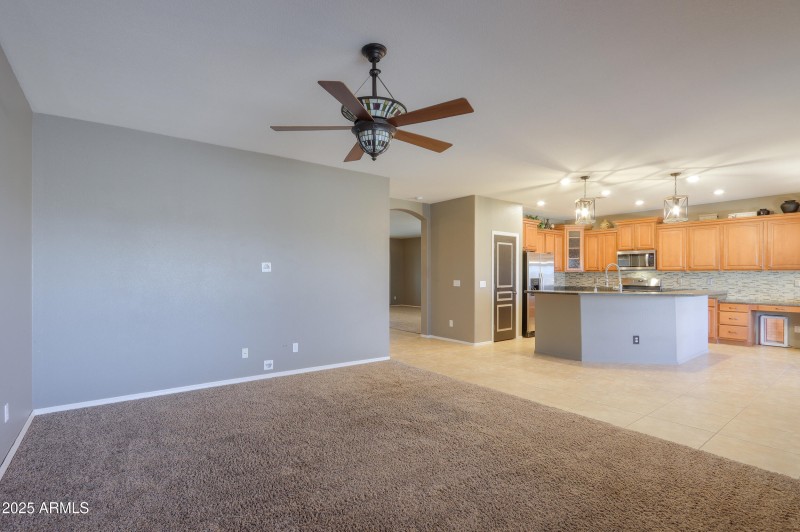 Family room looking toward kitchen