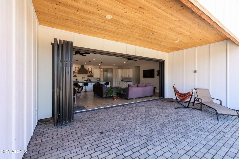 Patio with fan pre-wire, lights and TV p