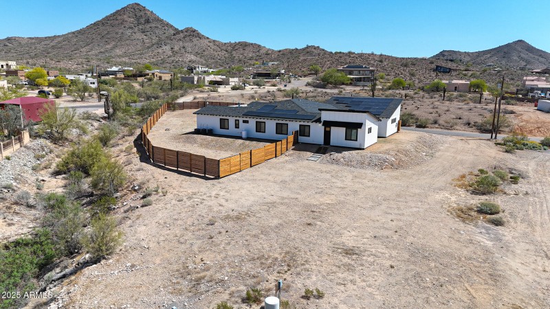 Drone view of the east side of the home