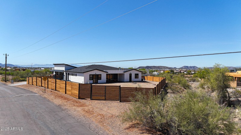 Drone view of fencing in backyard