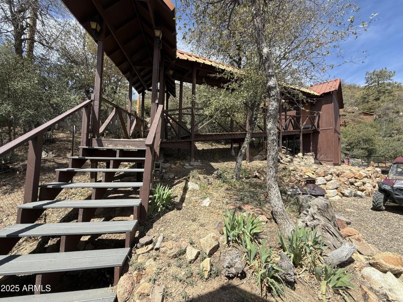 stairs down from extra parking area