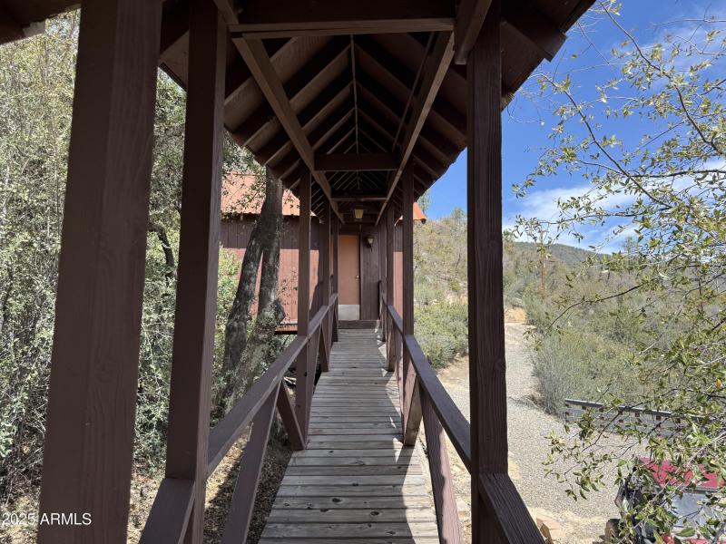 Bridge to storage shed
