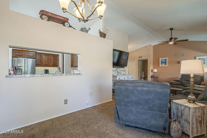 Dining to living room, kitchen