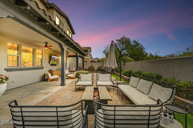 Twilight Fire Pit Sitting