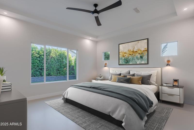 Primary Bedroom tray ceilings, lighting