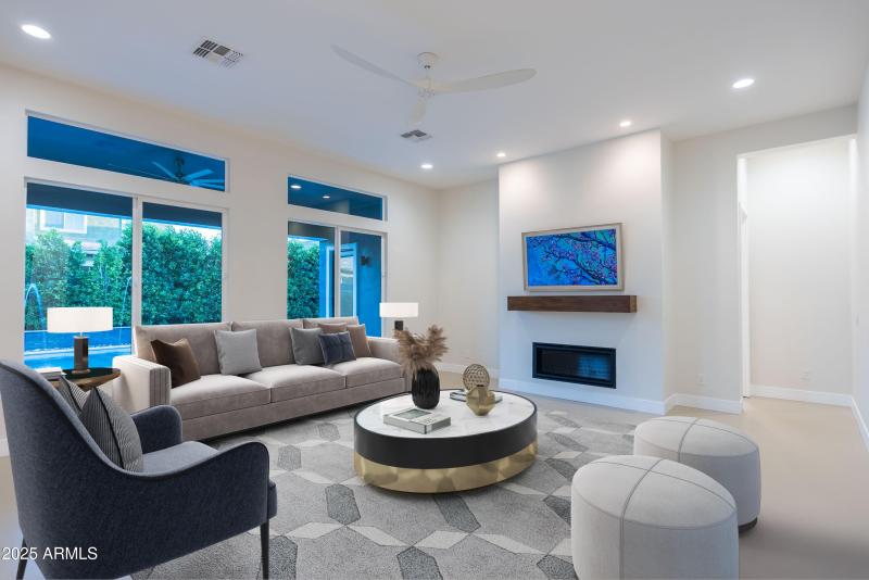 Living room with fireplace