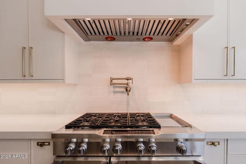 Custom Hood, pot filler, gas range