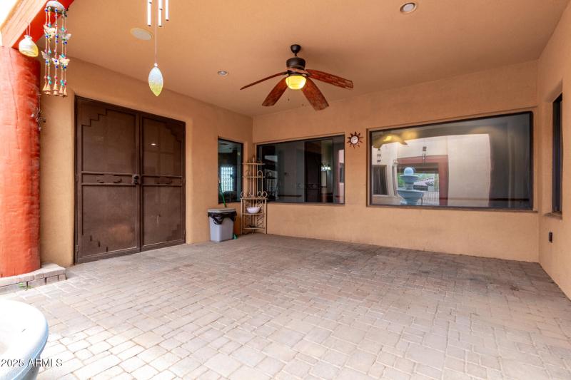 Covered Patio with Fountain View