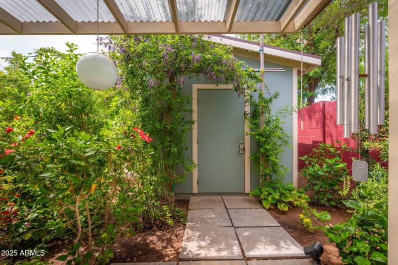 Covered studio entrance