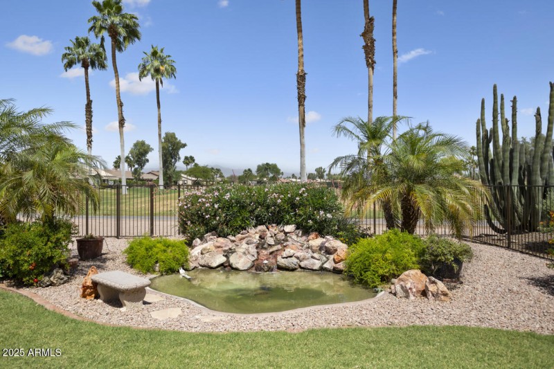 Water feature with waterfall