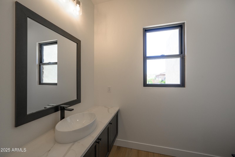 Custom Powder with floating cabinets