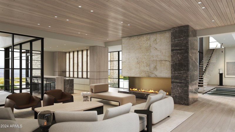 GREAT ROOM & BAR FROM KITCHEN