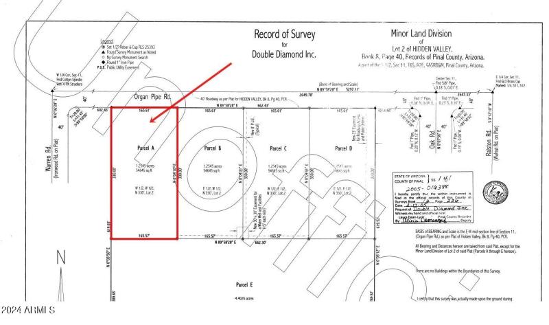 organ pipe Parcel A survey