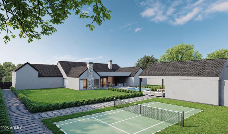 Backyard with Pickelball Court