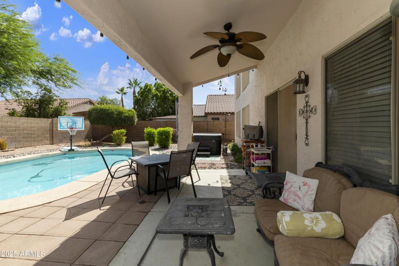 Covered patio and private pool