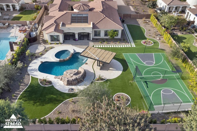 Aerial View w/ Pickleball Court