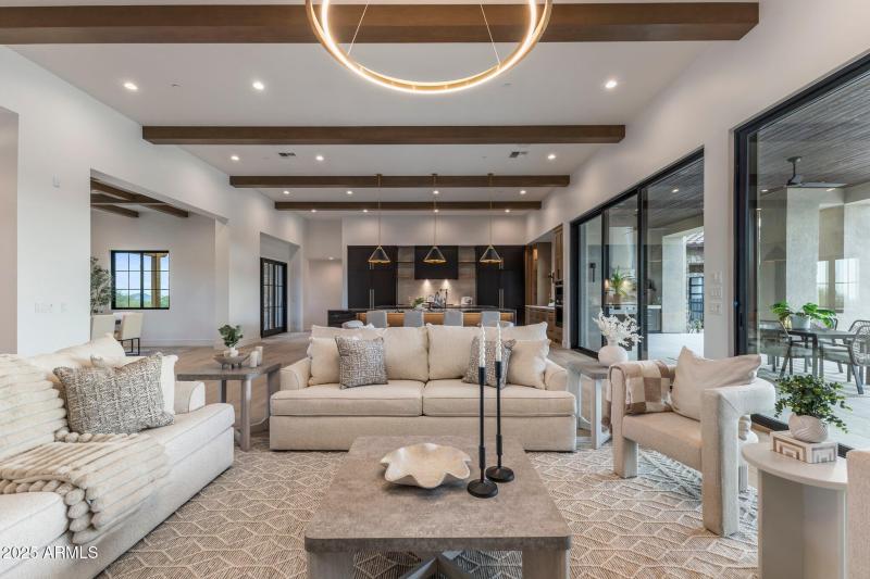 Great room with stunning beamwork