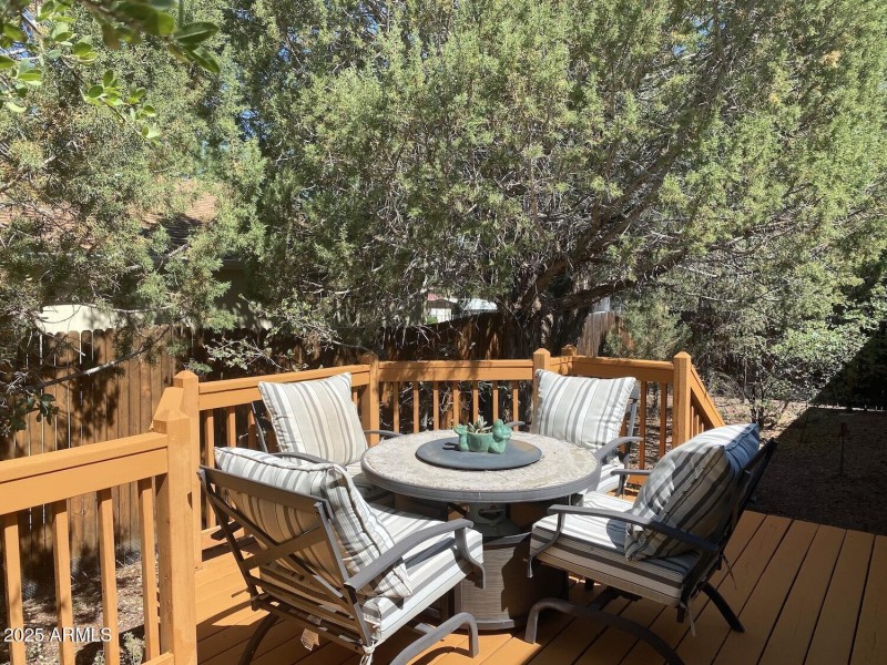 Large back deck and sliding glass door