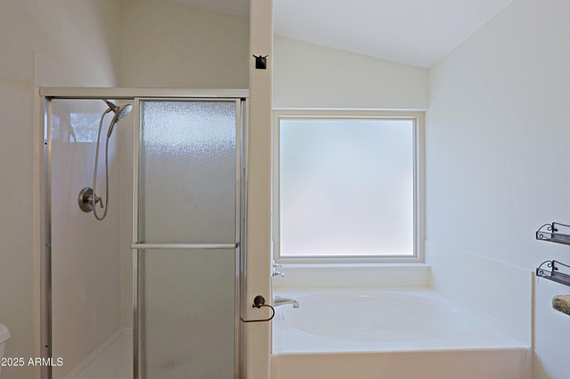 Separate shower and bathtub